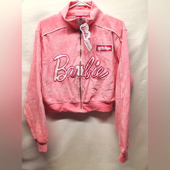 Barbie Jackets & Blazers - Nwt Limited Edition Soft Velour Pink Barbie Zip-Up Jacket
